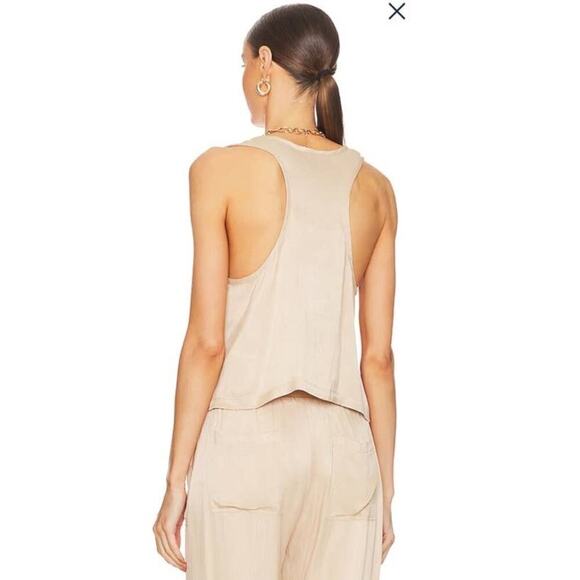 Bobi Beige Women Cropped Woven Satin Tank Size Large - Picture 8 of 13